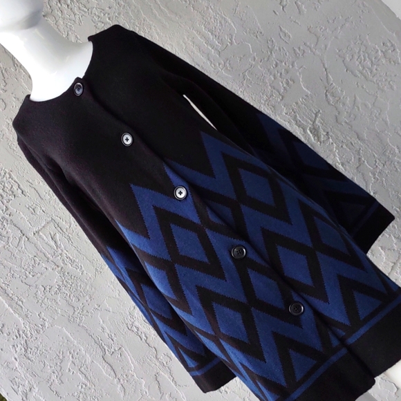 ANN TAYLOR Diamond Jacquard Cardigan Coatigan - Picture 7 of 17